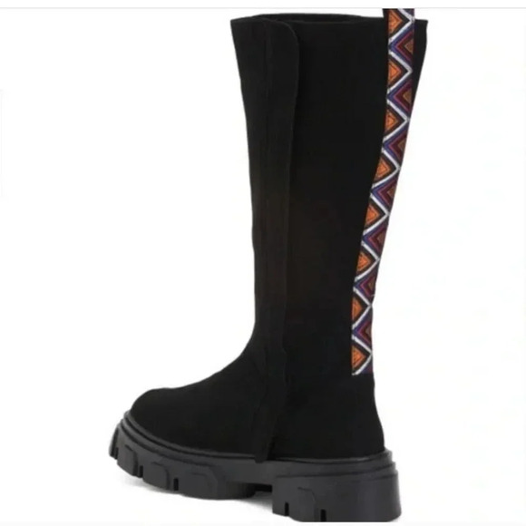 FARM Rio Embroidered Tall Faux Suede Lug Boot in Black  Sz: 10 - Picture 1 of 12